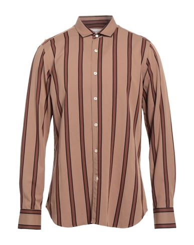 Tintoria Mattei 954 Man Shirt Light Brown Size 16 Viscose, Polyester