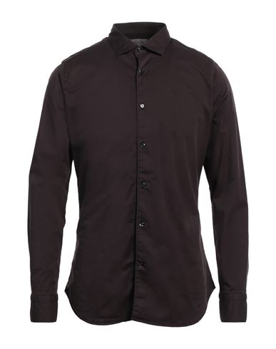 Tintoria Mattei 954 Man Shirt Dark Brown Size 15 ¾ Cotton, Elastane In Grey