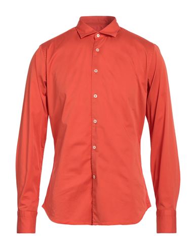 Tintoria Mattei 954 Man Shirt Orange Size 15 ½ Cotton, Elastane