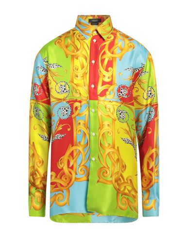 Shop Versace Man Shirt Acid Green Size 15 ¾ Silk