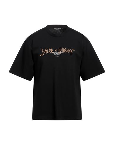 Dolce & Gabbana Man T-shirt Black Size 50 Cotton, Polyamide, Viscose