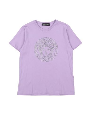 Shop Versace Young Toddler Girl T-shirt Lilac Size 6 Cotton, Glass In Purple