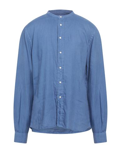 Aspesi Man Shirt Slate Blue Size 17 Linen