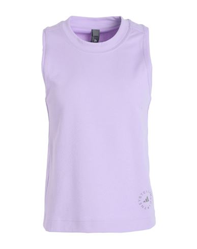 Adidas By Stella Mccartney Asmc Logo Tk Woman T-shirt Lilac Size L Organic Cotton, Recycled Polyeste In Purple