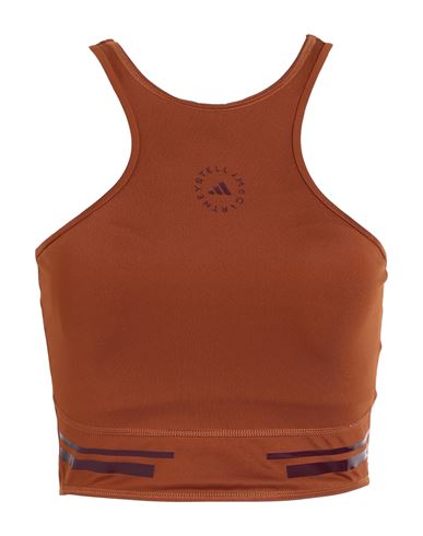 Adidas By Stella Mccartney Asmc Tpa Cr H. R Woman Top Tan Size L Recycled Polyester, Elastane In Brown