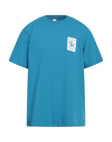 Shop Sporty And Rich Sporty & Rich Man T-shirt Turquoise Size L Cotton In Blue