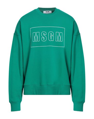 Msgm Man Sweatshirt Green Size Xl Cotton