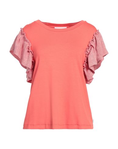 Vicario Cinque Woman T-shirt Coral Size S Viscose, Elastane, Linen In Pink