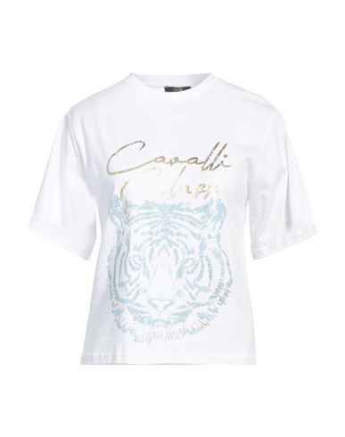 Cavalli Class Woman T-shirt White Size L Cotton