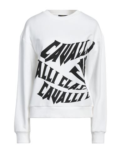 Cavalli Class Woman Sweatshirt White Size L Cotton, Polyester