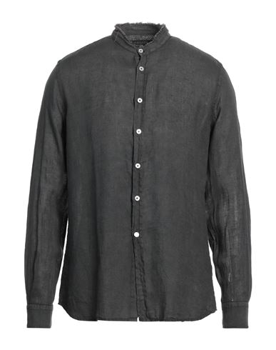 Messagerie Man Shirt Lead Size 16 Linen In Grey