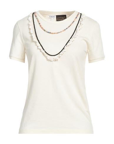 Loewe Woman T-shirt Ivory Size M Cotton, Silk In Beige