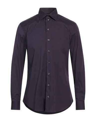 Emporio Armani Man Shirt Dark Purple Size Xl Cotton, Polyamide, Elastane