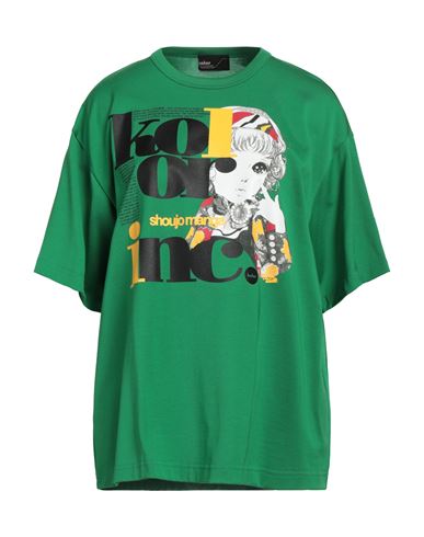 Shop Kolor Woman T-shirt Green Size 3 Cotton