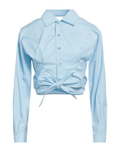 Ami Alexandre Mattiussi Woman Shirt Sky Blue Size 8 Cotton