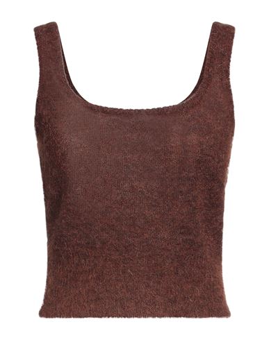 Federica Tosi Woman Top Dark Brown Size 12 Mohair Wool, Alpaca Wool, Polyamide