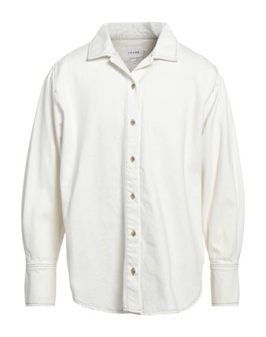 Frame Man Denim Shirt Off White Size L Cotton