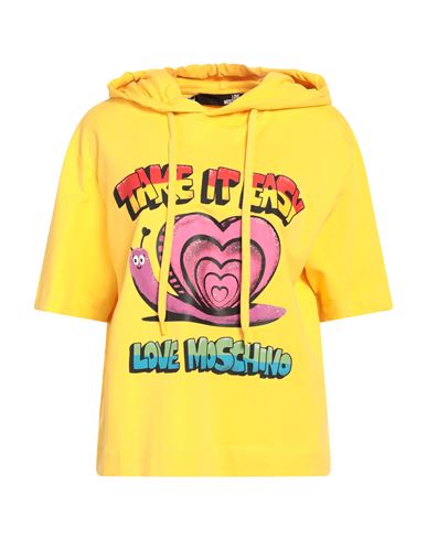 Love Moschino Woman Sweatshirt Ocher Size 2 Cotton, Elastane In Yellow