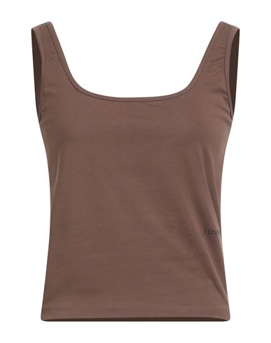 Hinnominate Woman Top Chocolate Brown Size L Cotton, Elastane