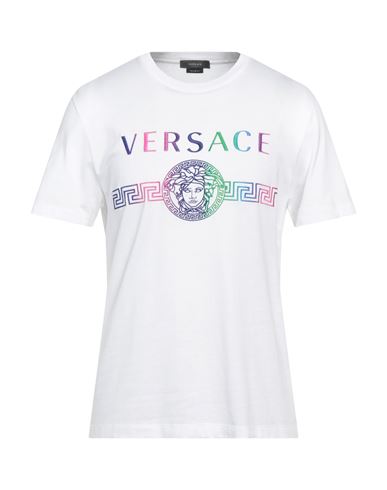 Versace Man T-shirt White Size L Cotton, Polyester
