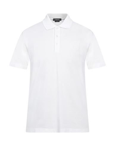 Versace Man Polo Shirt White Size M Cotton, Viscose