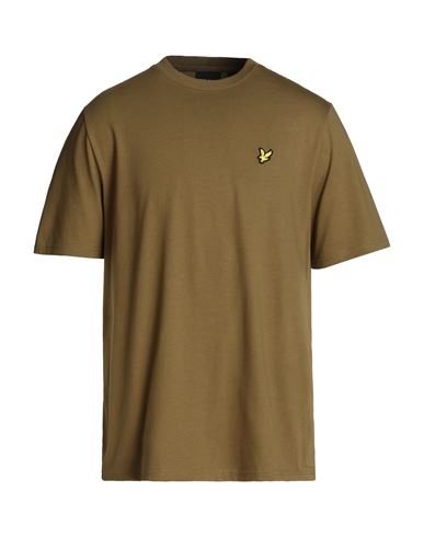 Shop Lyle & Scott Man T-shirt Military Green Size M Cotton
