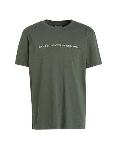 Kangol Man T-shirt Military Green Size L Organic Cotton