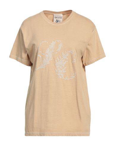 Semicouture Woman T-shirt Beige Size M Cotton