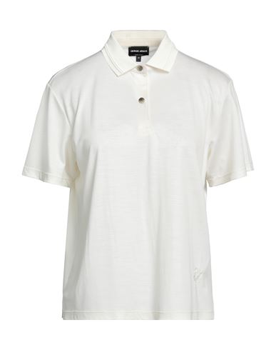 Giorgio Armani Woman Polo Shirt Ivory Size 4 Virgin Wool, Viscose, Elastane In White