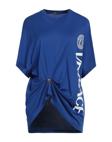 Versace Woman T-shirt Blue Size 6 Cotton
