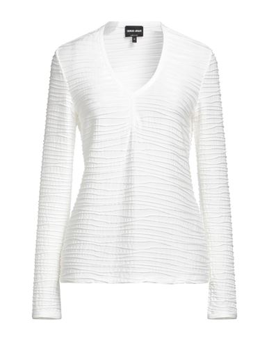 Giorgio Armani Woman Top White Size 4 Viscose, Polyamide, Elastane, Polyester