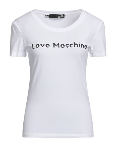Love Moschino Woman T-shirt White Size 6 Cotton, Elastane