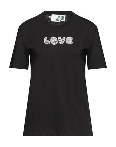 Love Moschino Woman T-shirt Black Size 8 Cotton