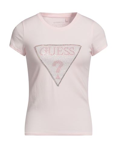 Guess Woman T-shirt Light Pink Size S Cotton, Elastane
