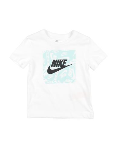 Nike Babies'  Brandmark Square Basic Ss Tee Toddler Boy T-shirt White Size 7 Cotton, Polyester