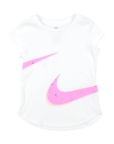 Nike Babies'  Swooshfetti Logo Tee Toddler Girl T-shirt White Size 7 Cotton, Polyester