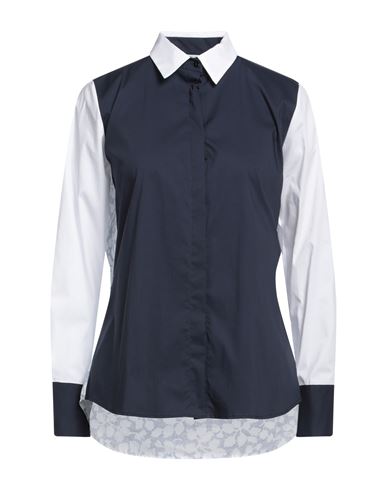 Hubert Gasser Woman Shirt Navy Blue Size 14 Cotton, Polyamide, Elastane