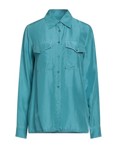 Circolo 1901 Woman Shirt Turquoise Size 8 Silk In Blue