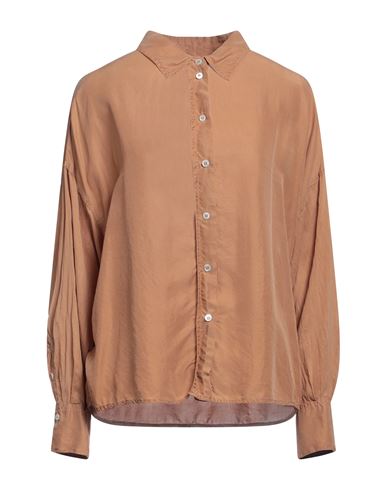 Tela Woman Shirt Camel Size 8 Silk In Beige