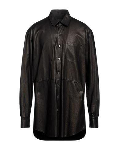 Ann Demeulemeester Man Shirt Black Size 38 Soft Leather