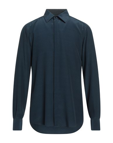 Dolce & Gabbana Man Shirt Navy Blue Size 16 Silk