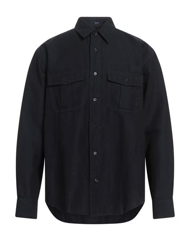 Gant Man Shirt Midnight Blue Size 15 ¾ Linen In Black
