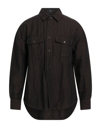Gant Man Shirt Dark Brown Size 15 ¾ Linen In Black