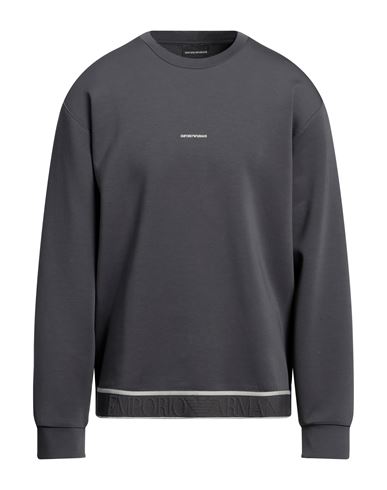 Emporio Armani Man Sweatshirt Lead Size S Cotton, Polyester, Elastane, Polyamide In Grey