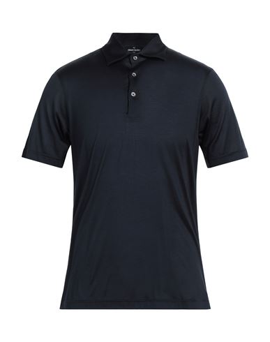 Gran Sasso Man Polo Shirt Navy Blue Size 38 Silk