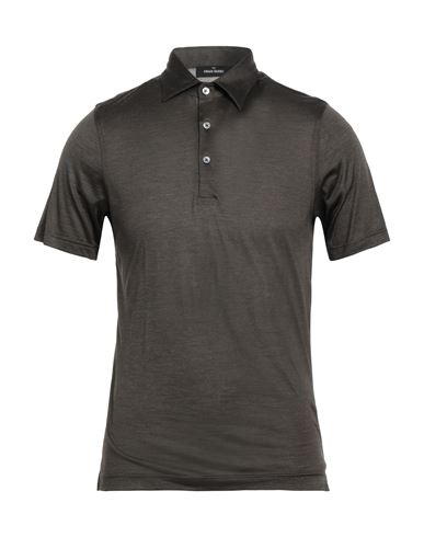 Gran Sasso Man Polo Shirt Dark Brown Size 40 Silk