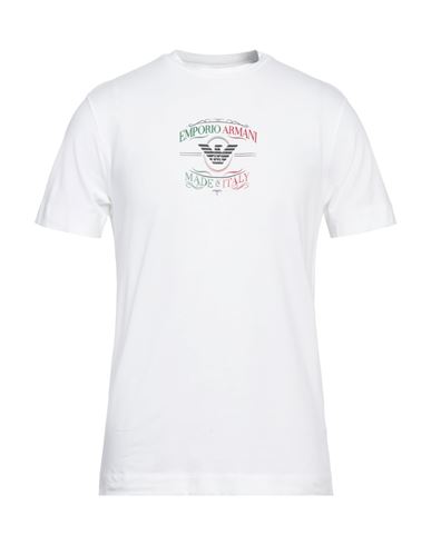 Emporio Armani Man T-shirt White Size L Cotton, Elastane