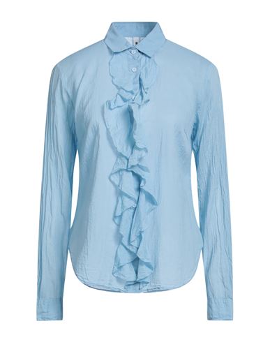 Woman Sweatshirt Slate blue Size L Ramie, Cotton, Lycra