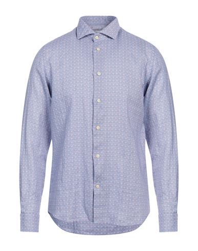 Drumohr Man Shirt Azure Size M Linen In Blue