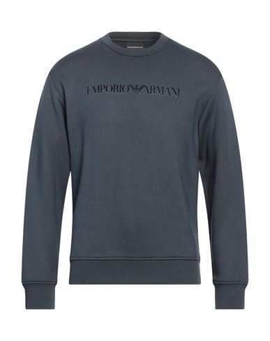 Emporio Armani Man Sweatshirt Slate Blue Size M Modal, Cotton, Elastane